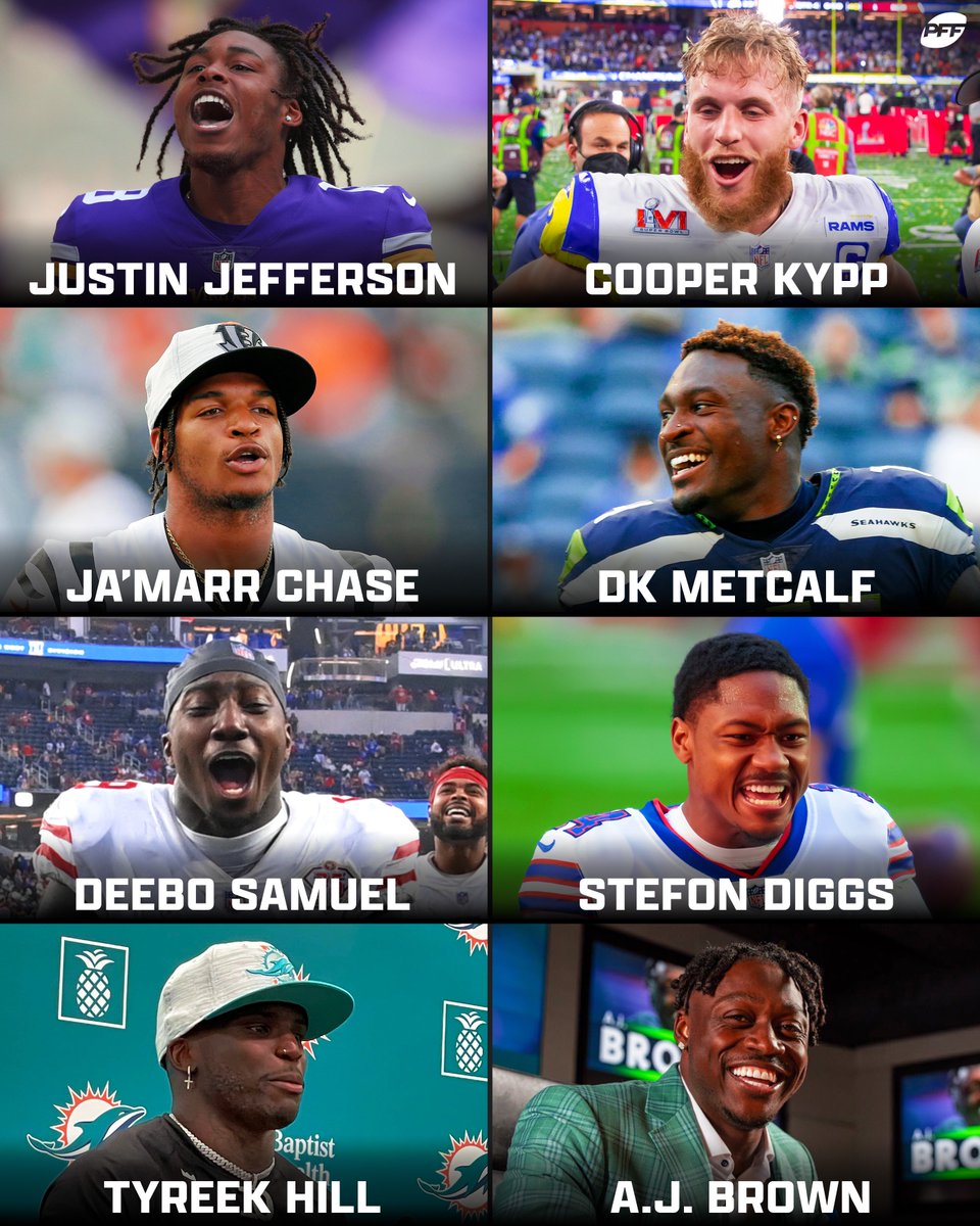 PFF's tweet photo. Pick 2 WRs to add to your team for one year ⬇️ https://t.co/aNFZxI3LGQ
