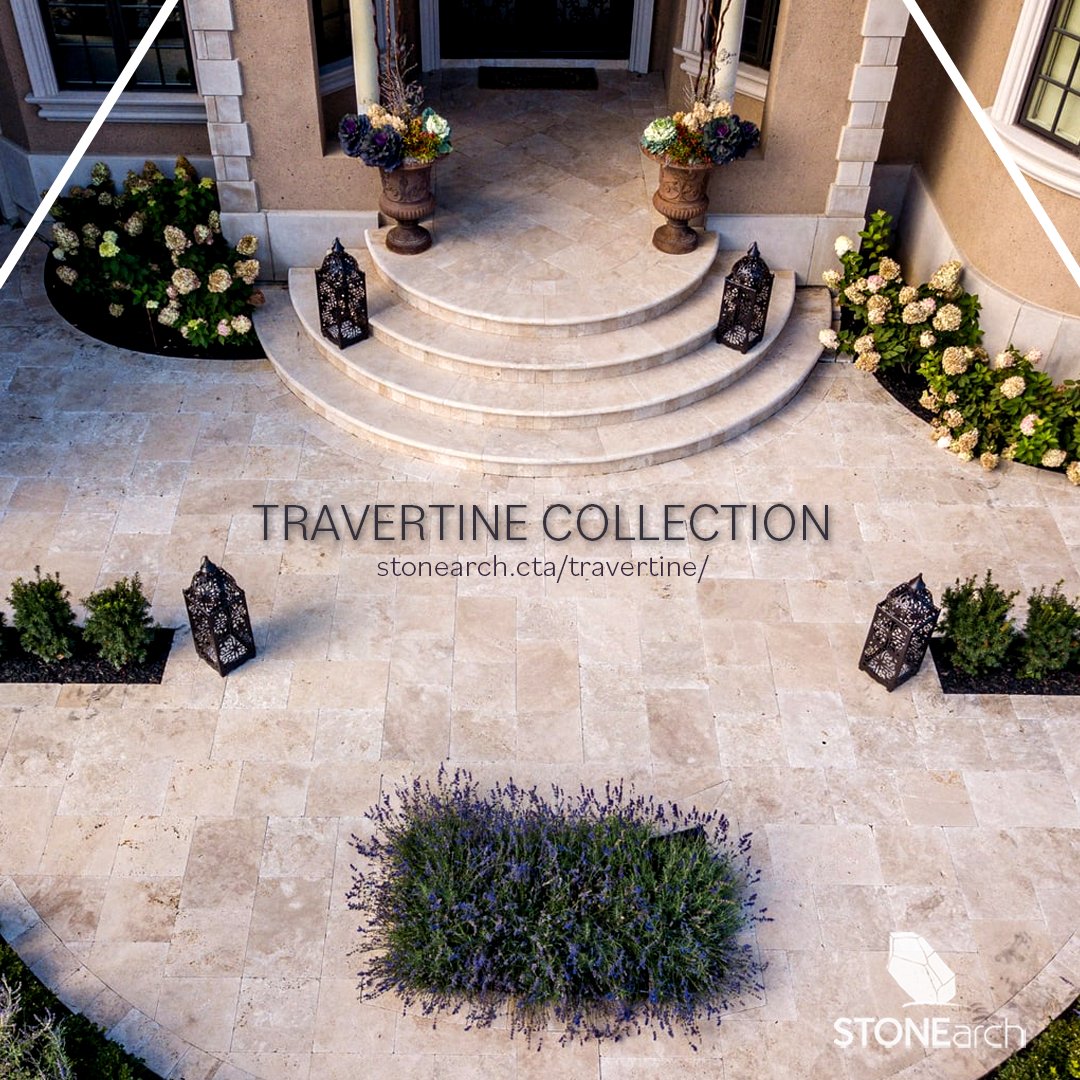 stonearchca's tweet photo. #Travertine is a type of sedimentary stone created by mineral deposits from natural springs. Tumbled finish travertine is usually ideal for #exterior applications because this finish leaves the stone durable and skid-resistant.

#NaturalStone
#landscaping
#outdoorsdesign https://t.co/F4v3xFp21i