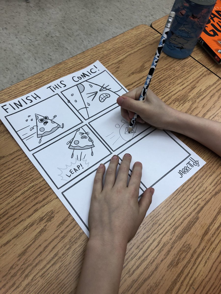 teach_msK's tweet photo. We are loving our @Jarrett_Lerner comics every morning!! Telling stories through pictures is so fun!!! #kauffeetime https://t.co/qolFKtlJ9g