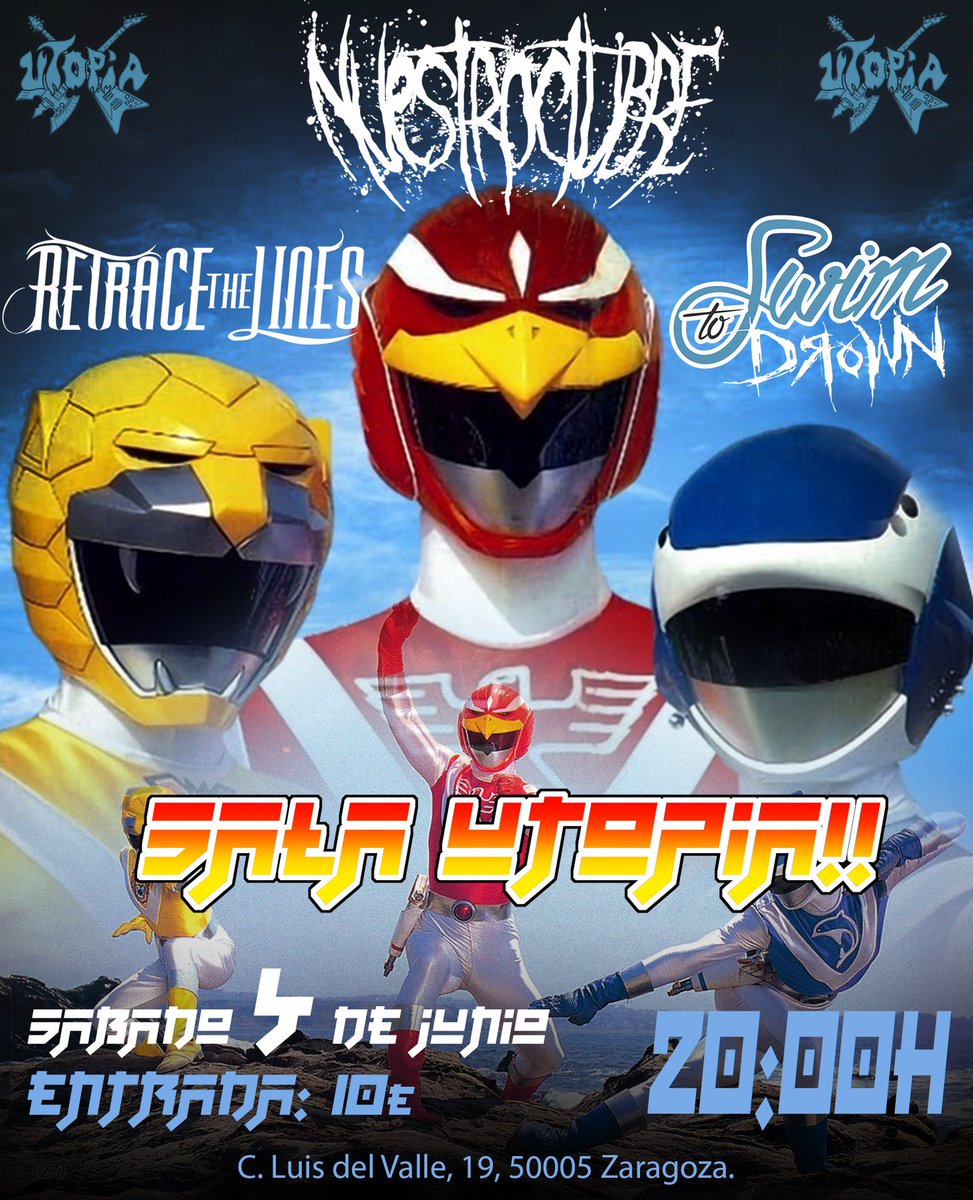 Nuestroctubre (@nuestroctubre) on Twitter photo Próxima liada junto a nuestros compis valencianos <a href="/retracethelines/">Retrace The Lines</a> y los bros de <a href="/swimtodrown/">Swim to Drown</a>. 3 bandazas para echar la tarde del sábado 4 de Junio. One more time en @pub_utopia ¿Dónde si no? Próxima liada junto a nuestros compis valencianos <a href="/retracethelines/">Retrace The Lines</a> y los bros de <a href="/swimtodrown/">Swim to Drown</a>. 3 bandazas para echar la tarde del sábado 4 de Junio. One more time en @pub_utopia ¿Dónde si no?