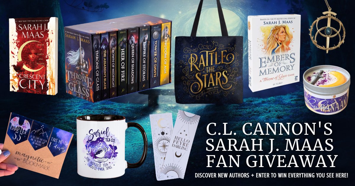 CLCannonAuthor's tweet photo. 🌹Are you a victim of Maas destruction? You gotta check out this #SarahJMaas giveaway!🌹
🗡Enter: https://t.co/lYQAjXvStv 🗡
👑 #Win #ThroneOfGlass #CrescentCity + ch. 55 bookmarks, #Suriel Tea mug, #Feyre bookmark, #ToG tote &amp; game, #EyeOfElena necklace, &amp; #RuhnDanaan candle👑 https://t.co/mrPqC8nafo