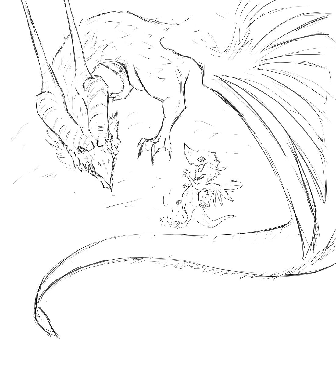 DaillyMy's tweet photo. Ffxiv sketch #ff14 #FinalFantasyXIV #FFXIV #vrtra #azdaja #sketch #dragons https://t.co/eS0y0D74DK