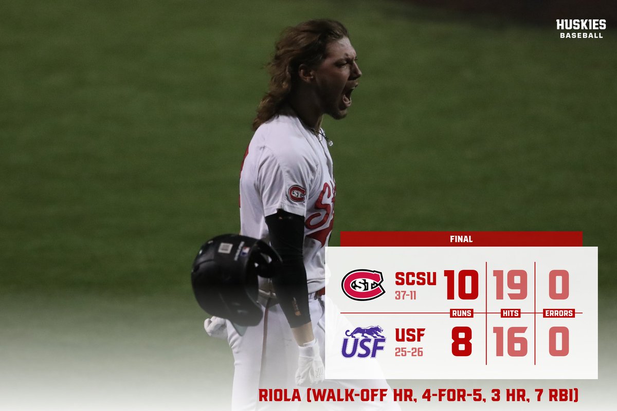 🗣️ ARE YOU NOT ENTERTAINED ‼️

<a href="/RiolaSam/">Sam Riola</a> hits his 3rd HR of the game to walk it off and win it for the #Huskies! 👊

#Huskyland ⚾