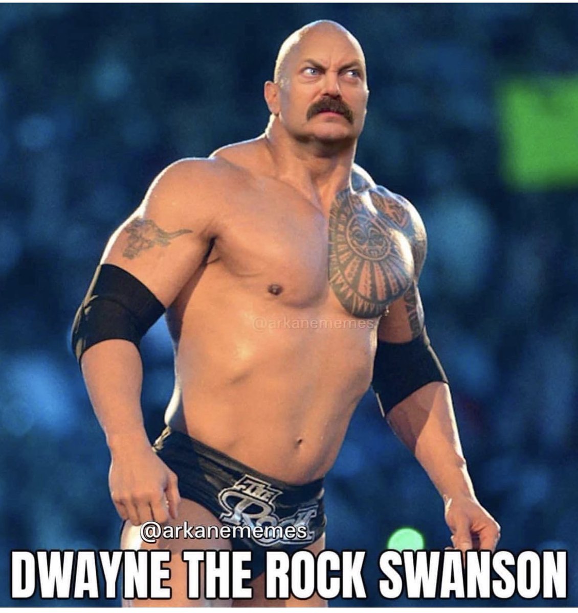 JordanAtnip's tweet photo. This photo of @Nick_Offerman on @TheRock’s body has absolutely killed me 😂 😆 https://t.co/JiazcKijqr