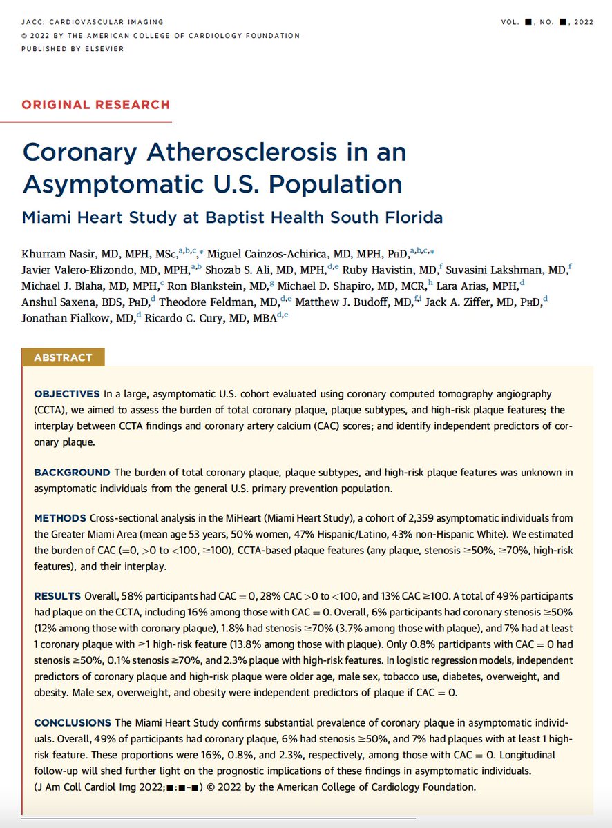 miguelcainzos23's tweet photo. One of the coolest, richest analyses I've ever summarized in 3k words. Had a lot of fun working on this one w @jvaleromd @cury_ricardo @khurramn1 and I hope @JACCJournals readers will enjoy it as much as we did. Congrats to Khurram, Baptist, Lundquist for making MiHeart happen! https://t.co/7xVDQX2Nim