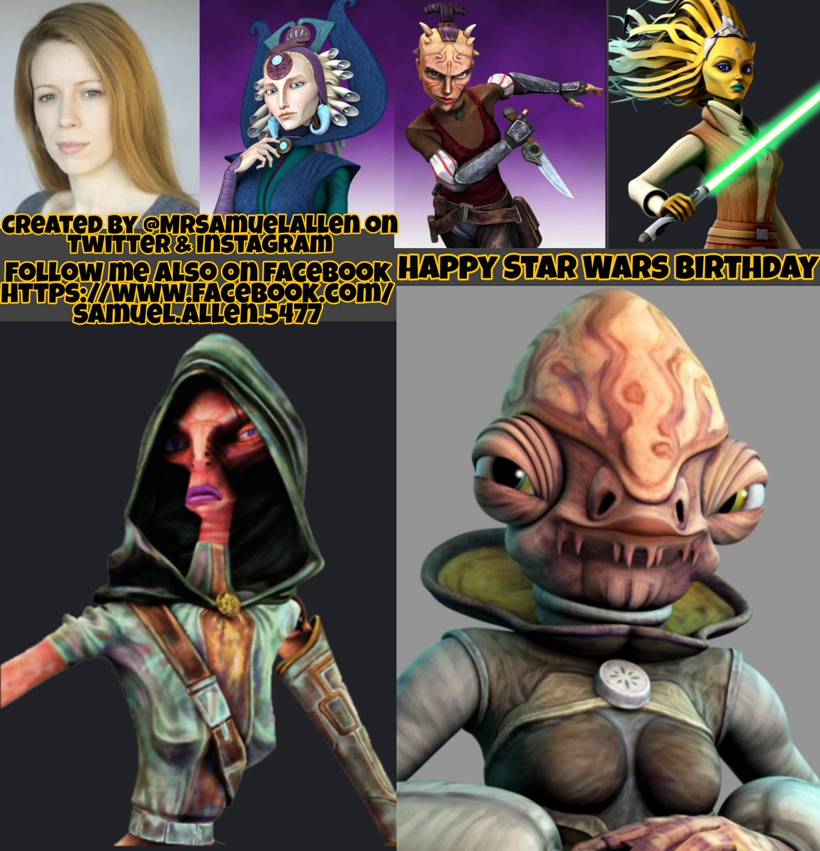 MrSamuelAllen's tweet photo. Happy 44th Birthday to @gravyvoice, she voiced Duchess Satine Kryze, characters in #StarWarsTheCloneWars, #StarWarsRebels, Princess Leia in #Disney3.0 & characters in #StarWarsTheOldRepublic games. Follow her also Instagram https://t.co/YGcVaX1jtq. May she have a good one. https://t.co/PGDdDgiVrI