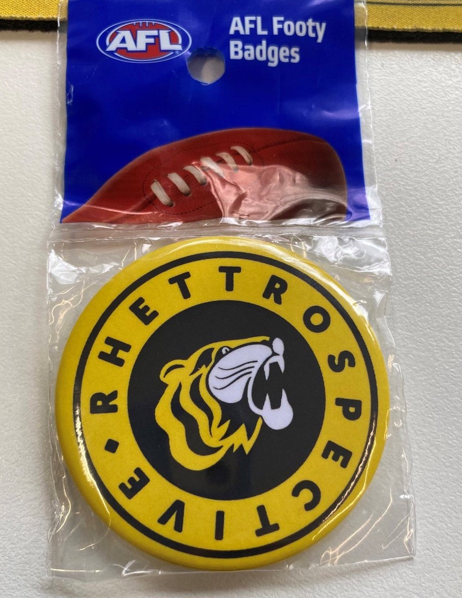 rhettrospective's tweet photo. BREAKING TIGER NEWS:

I would like to unveil to you ... the Rhettrospective Badge!

Now available in the ROAR STORE from today!
(online in a week or so). 
Small print run.
Very affordable. https://t.co/4peOLAvZk2