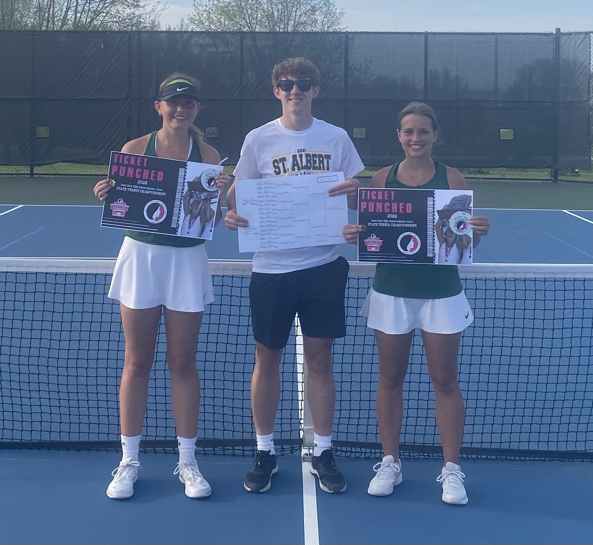 Stalbertsprtfan's tweet photo. Congratulations to Allison Narmi and Landry Miller for Punching Their Ticket by winning the Doubles Championship at the @IGHSAU Regional at Atlantic!!  This makes back-to-back State Regional Championships and State Qualifiers for Allison and Landry!!  @KMASports @HEINOHeinen https://t.co/RoG1e9Dy9e