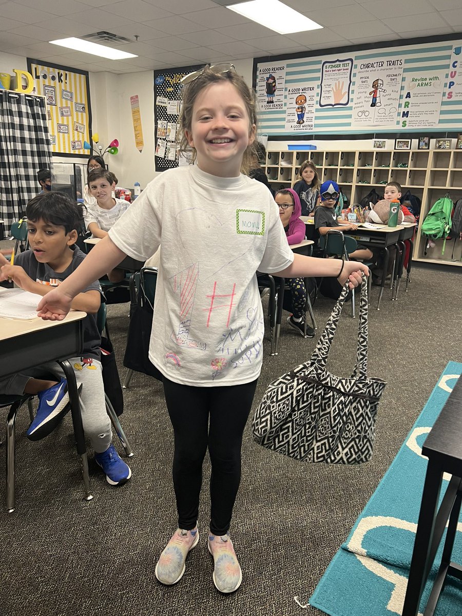 ckarasedu's tweet photo. It was superhero dress-up day in 2nd grade, and this cutie dressed up as a mom. 🥰 I laughed extra hard when I realized I was thisclose to wearing my hair like this today, too…except unironically. 😆 https://t.co/AfCTKkdhKP