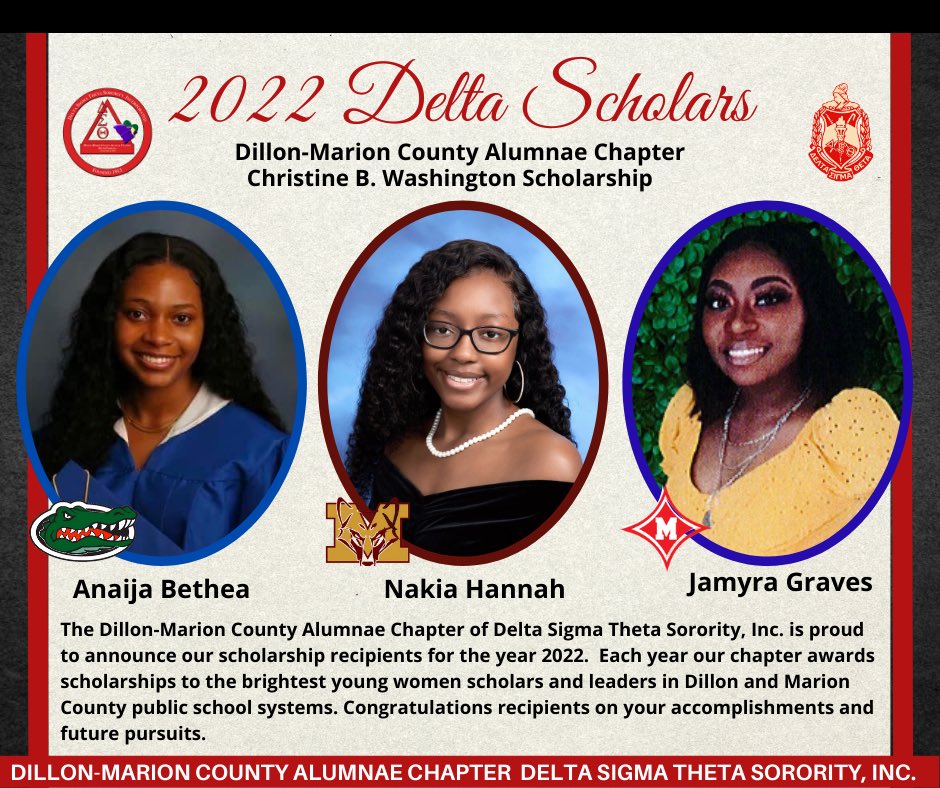 Day 2: May Week 2022- Dillon-Marion County Alumnae Chapter Christine B. Washington Scholarship Recipients