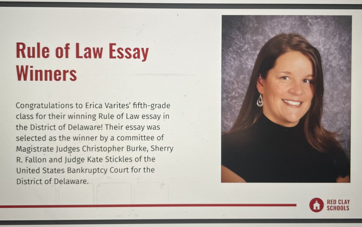Congratulations to Ms. Varites’ class, B211 for winning the Rule of Law essay!  Tonight they were highlighted during the Superintendent’s report!  <a href="/RedClaySchools/">Red Clay Consolidated School District</a> #yayredclay <a href="/VaritesB211/">Erica Varites</a>