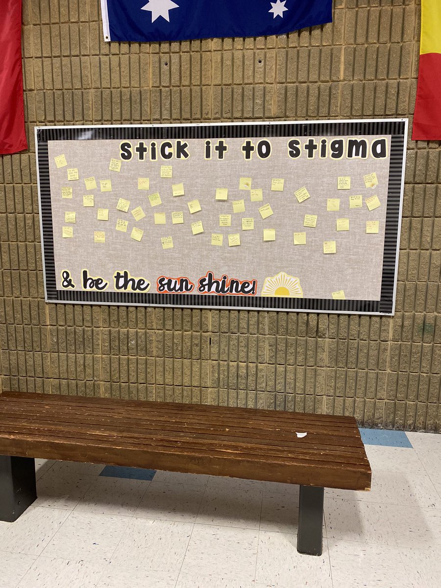 Stop by the commons on Friday and STICK IT TO STIGMA &amp; be the sunshine 🌞 We are reflecting on what we can say to someone who is struggling with their mental health and how we can BE THE SUNSHINE in their life 🧠❤️ #MentalHealthAwarenessMonth #heritagems