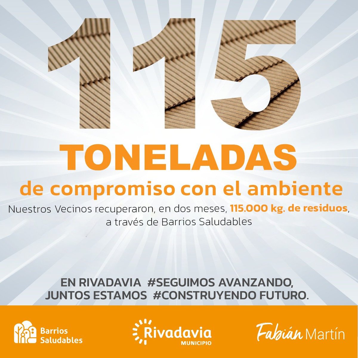 Al implementar Barrios Saludables, nos convertimos en el primer municipio de San Juan en contar con un programa de clasificación de residuos en origen de tal envergadura.

Gracias al compromiso de los vecinos de #Rivadavia, hemos recuperado 115 toneladas de material reciclable.