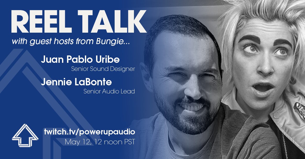 Exciting news for tomorrow's stream -

#gameaudio pros @juanpaudio  &amp; <a href="/AudioBlondio/">Jennie LaBonte AKA: FearTheBlondes</a> will be joining us for to critique some demo reels on Reel Talk! 🔊🤘