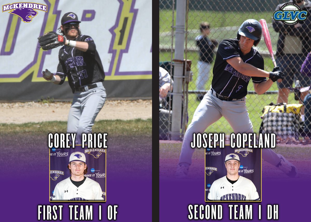 🐾🏆⚾ALL-GLVC | <a href="/McKendree_BSBL/">McKendree University Baseball</a> Outfielders Corey Price and Joseph Copeland Earn #GLVCbase Postseason Honors After Booming Season 

📰🔗: bit.ly/39dN2Md
#BearcatsUnleashed