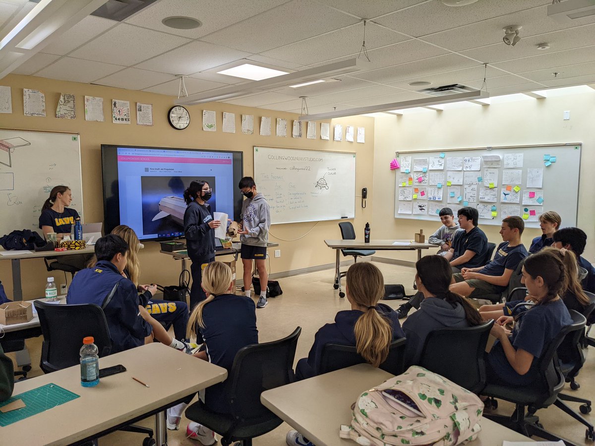 End of Day 3 partnerships shared and explained their prototype. After that, the group provided feedback (using TAG method) that will help guide the next iteration. #designthinking <a href="/nuvustudio/">NuVu Studio</a> <a href="/CollingwoodCavs/">Collingwood School</a>