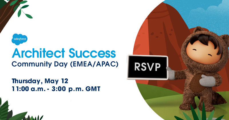 partnerforce's tweet photo. Calling all architects throughout EMEA & APAC — be sure to RSVP for tomorrow's Community Day events. It's ten sessions worth of insights in a four-hour window. #ArchitectSuccess