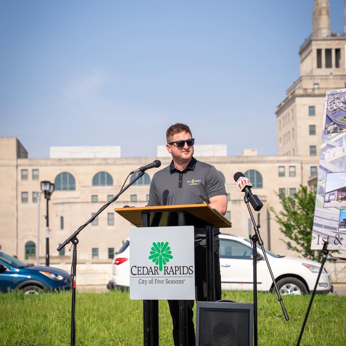 BigGroveBrewery's tweet photo. It's happening! Big Grove is building a brand-new brewery and taproom in Cedar Rapids — opening in 2023! At the corner of 1st St. and 1st Ave. West in downtown CR, we're honored to be a part of phase 1 of this new and amazing entertainment and living space. https://t.co/38LhIkN05H