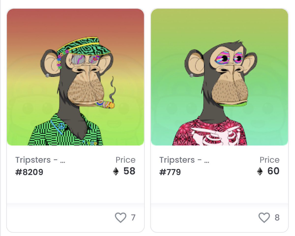 Everyone in the #NFT space should have their eyes on this project. <a href="/Tripsters/">Tripsters</a> is doing something revolutionary with their community. You do not want to miss this. Our <a href="/BoredApeYC/">Bored Ape Yacht Club 🍌</a> holders set the floor with their Trippy Apes. This is the future. #BAYC #Tripsters #shroomish