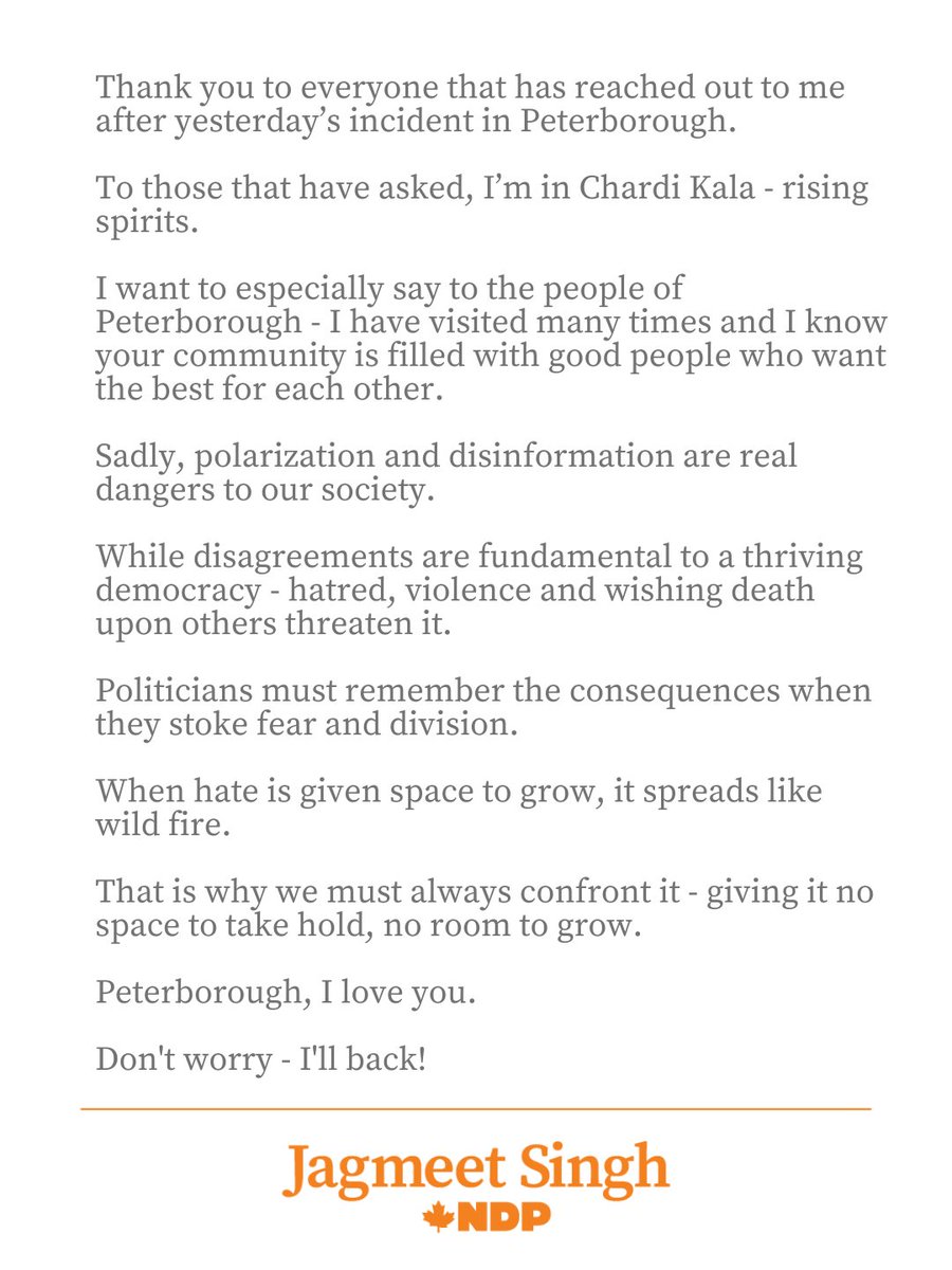 Thank you to everyone that has reached out to me after yesterday’s incident in Peterborough.

Here are my thoughts and reflections: