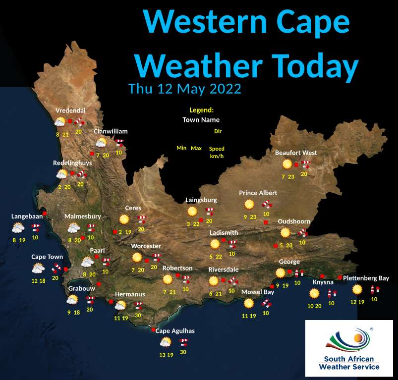 SA Weather Service on Twitter "Western Cape Today 's Weather overview