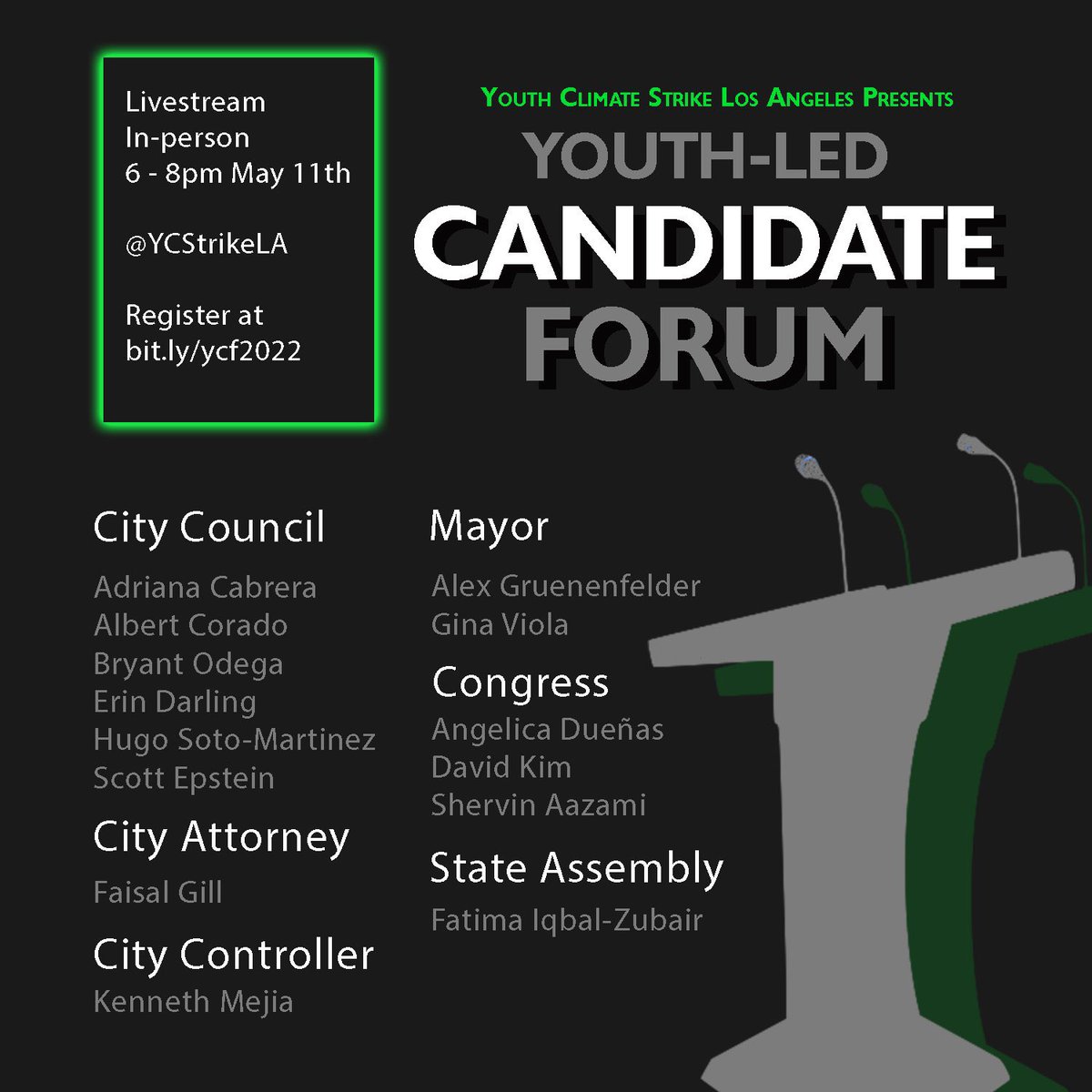 allvalleypod's tweet image. See y’all soon! We’ll be livetweeting the @ycstrikeLA candidate forum really here starting at 6.

Register: bit.ly/ycf2022