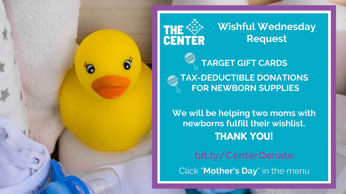 This #wishfulwednesday we hope you might help us help two moms fulfill their wishlist! These moms secured permanent housing RIGHT before their babies arrived. If you can support, click 'Mother's Day' in the dropdown menu. THANK YOU! bit.ly/CenterDonate