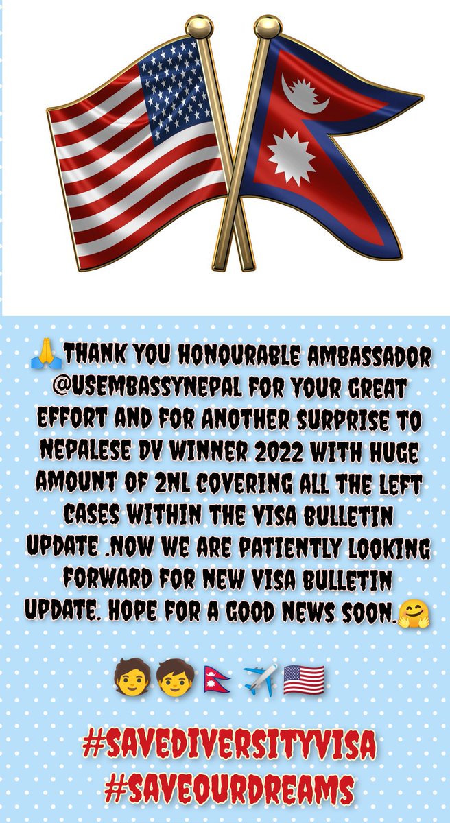 Krishna83239381's tweet photo. we are close to the end of the F/Y period for  #DV2022 @StateDept @USCIS CURRENT VB in next month and  give every winner a chance for interview including high cases. Treat all winners equally.
@USEmbassyNepal
@USAmbNepal
@POTUS
@kccldrm #SaveDiversityVisa https://t.co/BcX7uiE1DI https://t.co/HrMcUDzqEc