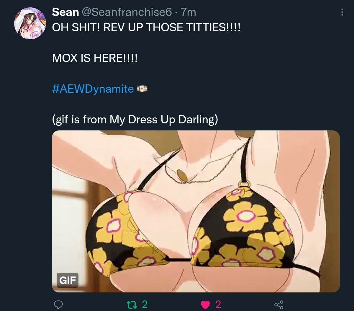 Netstryke's tweet photo. LIGHT THE FUSE!
BRING THE BOOBS!
#TittyMafia #AEWDynamite https://t.co/DiA0nmsGxS