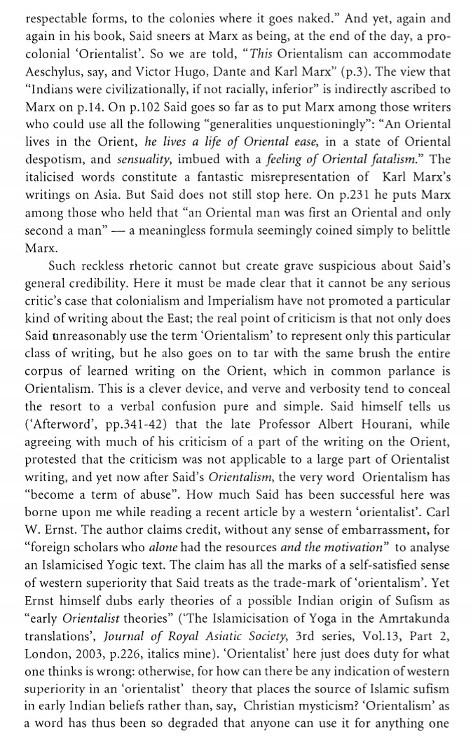 Edward Said's criminal dishonesty when dealing with Marx.