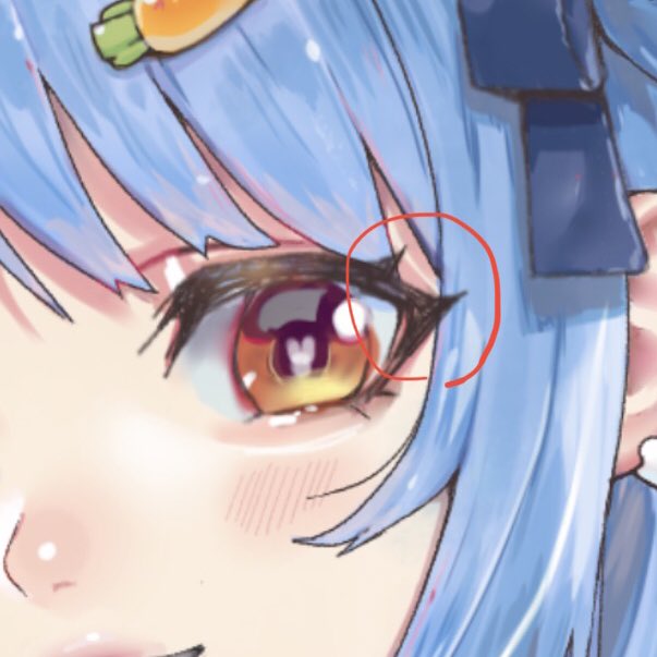 今回は目尻を少し離して描いてみた 