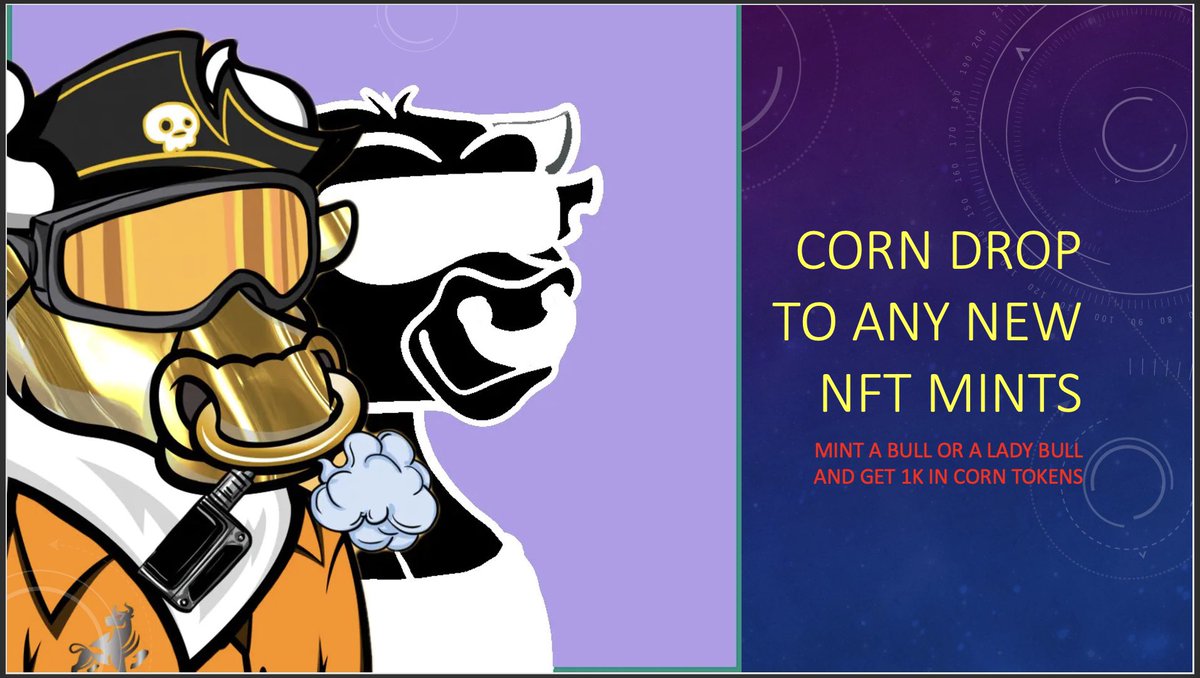 therealmrcrypto's tweet photo. #corntoken will be drop to any new mints that come in until Friday when we open up the Farm to take your Ladybulls for milking ๐คฃ #ENFTBullClub #ENBC #LadyBulls #nfts #nftcommunity #P2E #bnb #bnbnfts https://t.co/QDSX1Q5S2h
