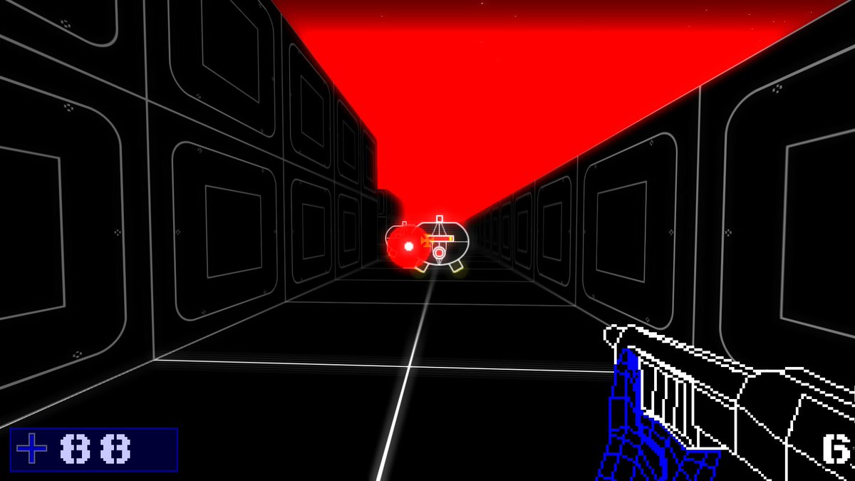 OpExcision's tweet image. okay, last update for about a week. Shotgun is done and in the game and I think it turned out pretty well. Shoots 9 pellets and makes quick work of the drones which before took 9 or 10 hits from the SMG before going down, this takes them down in 2 direct hits up close. #RetroFPS