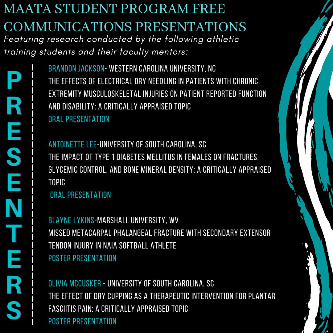 MAATA_Students's tweet photo. Take a look at the MAATA Student Program Free Communications Presentations we have in store for you all at the annual symposium! https://t.co/9MxZDweGCY