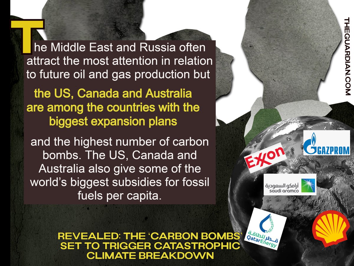 CodeRedEarth's tweet photo. US , Canada and Australia - countries with biggest expansion plans ..and highest number of carbon bombs..
also biggest subsidies for #FossilFuels
#ExtinctionRebellion #ClimateRevolutionNOW
#EcocidalInsanity
-->https://t.co/YBnI9VL5kw https://t.co/xT6VdF3QdP