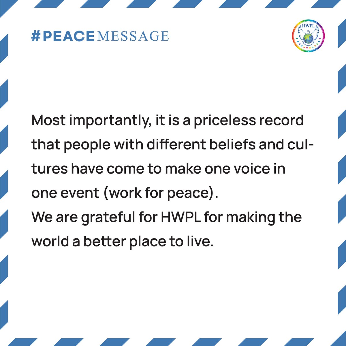 hwpl_ph's tweet photo. #PEACEMESSAGE
#HWPL #Together_Peace #WeAreOne
#LawforPeace #AllianceofReligions #PeaceEducation
#peace #worldpeace #peaceconversation https://t.co/8GA4Lx0a9d