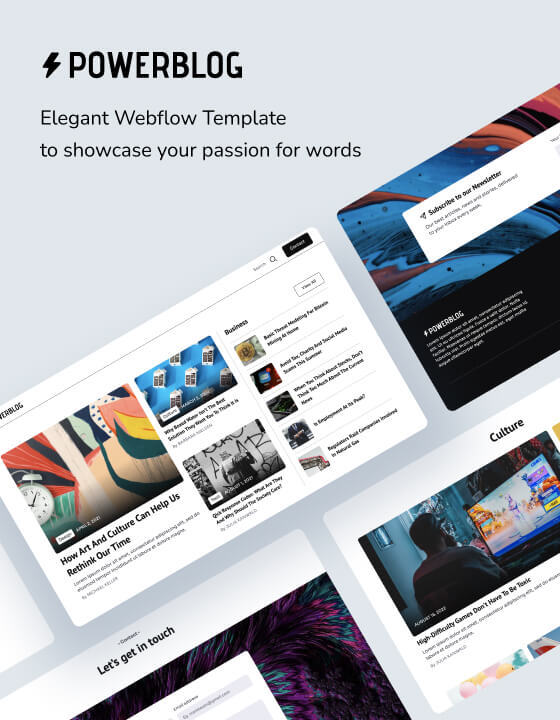FlowSites's tweet photo. Powerblog is a new Webflow template in the News category. It supports Ecommerce and CMS and sells for $49 USD. #webflow #webflowtemplate #flowsites #Newstemplate https://t.co/R6IgG6dInD https://t.co/ZgoNPsCKmG