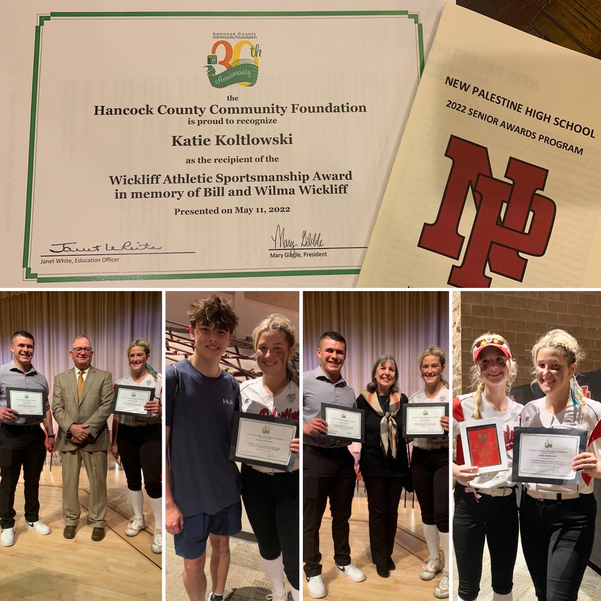 Congratulations <a href="/katiekottlowsk2/">Katie Kottlowski</a> for receiving the Hancock County Community Foundation Wickliff Athletic Sportsmanship Award in memory of Bill and Wilma Wickliff. I cannot think of a more beautiful way to represent New Palestine Athletics and all that it means. I love you. ❤️