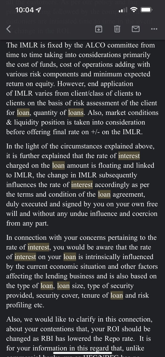 AArivananthan's tweet photo. HL interest rate is 9.05% from 8.3%. Quoted lowering repo rate per RBI n asked to reduce to #IHFL. Got the reply as below. When RBI increase the repo rate by 40 bps, it reflected as 9.45% immediate .HOW??? #IHFL @ibhomeloans @TwitterIndia @RBI Ruthless #Indiabulls https://t.co/9LNpVQHpoS