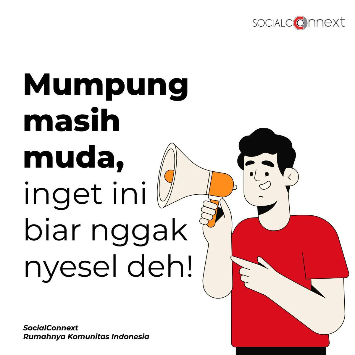 connext_app's tweet image. Penyesalan nggak langsung datang saat kamu ambil keputusan, tapi setelah proses itu.

Jadi sebelum kamu menyesal temukan hal inspiratif lainnya di SocialConnext yuk!

#SocialConnext
#RumahnyaKomunitasIndonesia
#AnakMuda