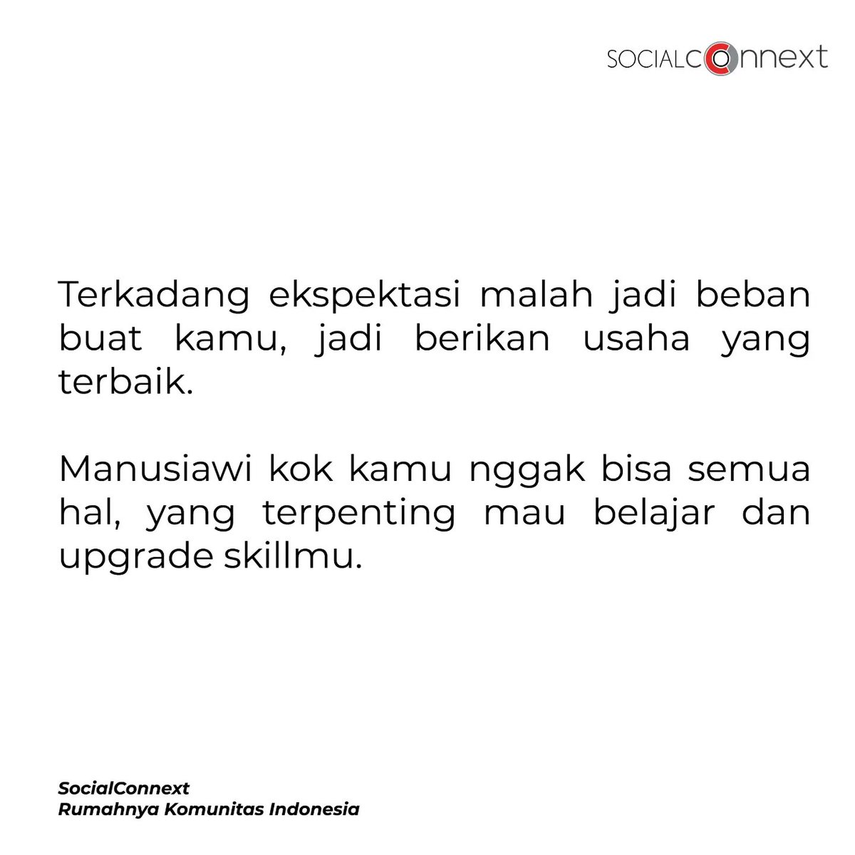 connext_app's tweet image. Penyesalan nggak langsung datang saat kamu ambil keputusan, tapi setelah proses itu.

Jadi sebelum kamu menyesal temukan hal inspiratif lainnya di SocialConnext yuk!

#SocialConnext
#RumahnyaKomunitasIndonesia
#AnakMuda
