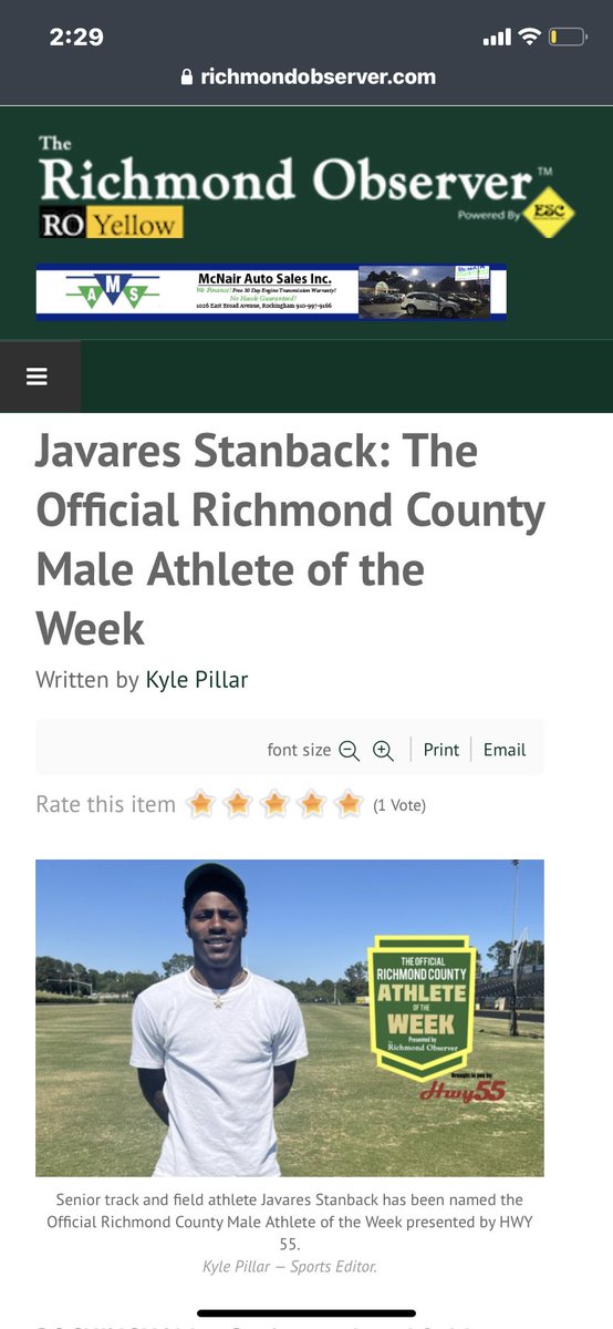 JavaresStanback's tweet photo. Proud to be athlete of the week🔰 https://t.co/IVe9FqyXr9
