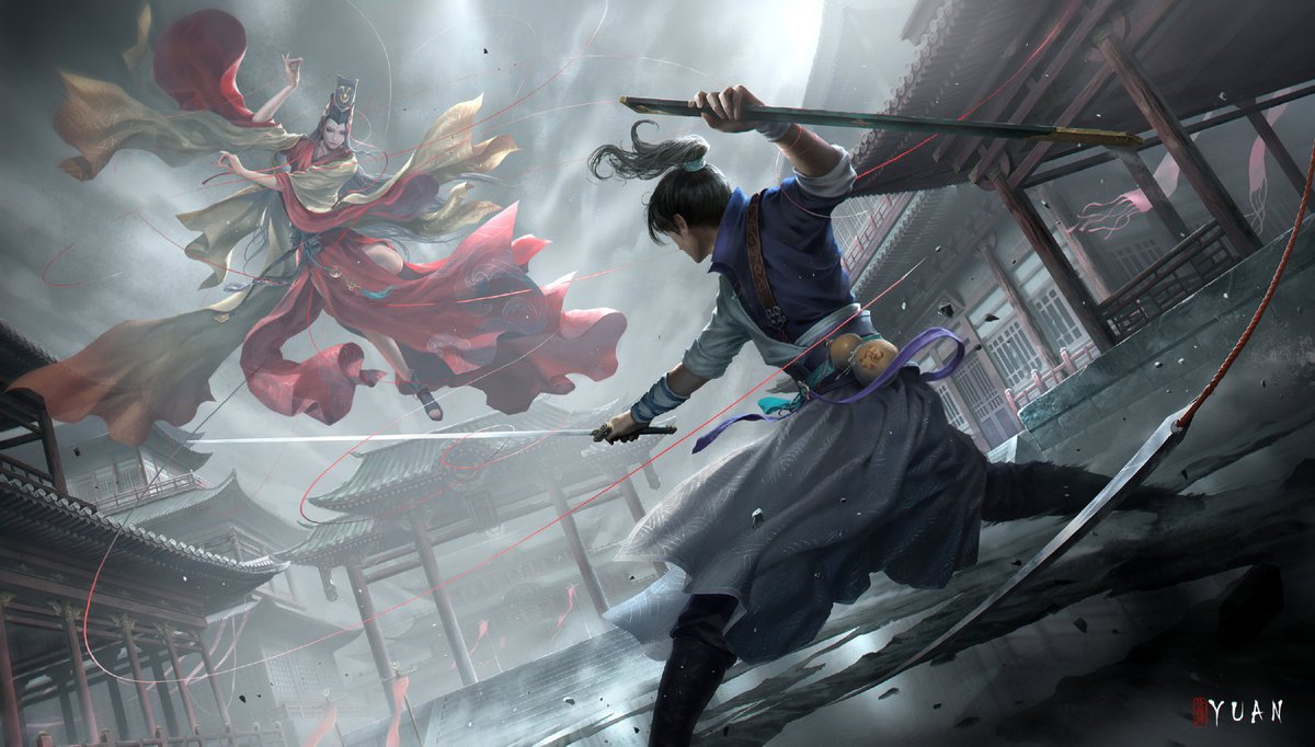 #ART #illustration  笑傲江湖 。令狐冲VS东方不败