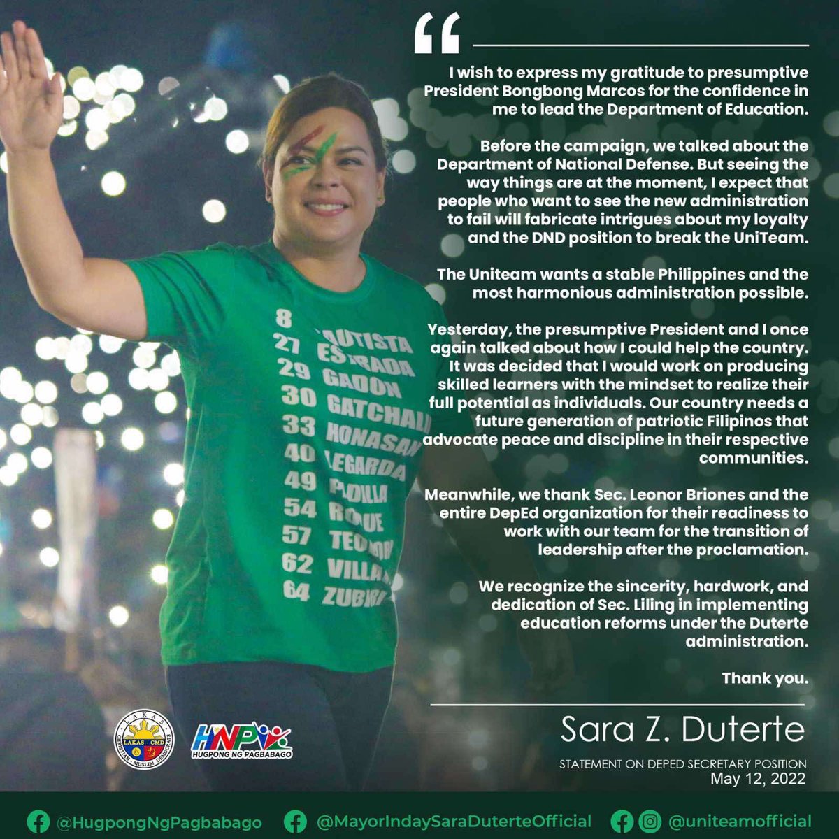 real_psychogirl's tweet photo. Ayan na!! Daming kasing dada at puro ka negahan. Ok na ba sa inyo to? Go Sara D!!! #LeniLiwanagSaDilim #BringBackMarcos #eleksiyon2022 ##LeniKikoAllTheWay #UniTeamMindanao #BBMSARA2022 #MarcosDuterte2022 https://t.co/6OAoXbgmN3