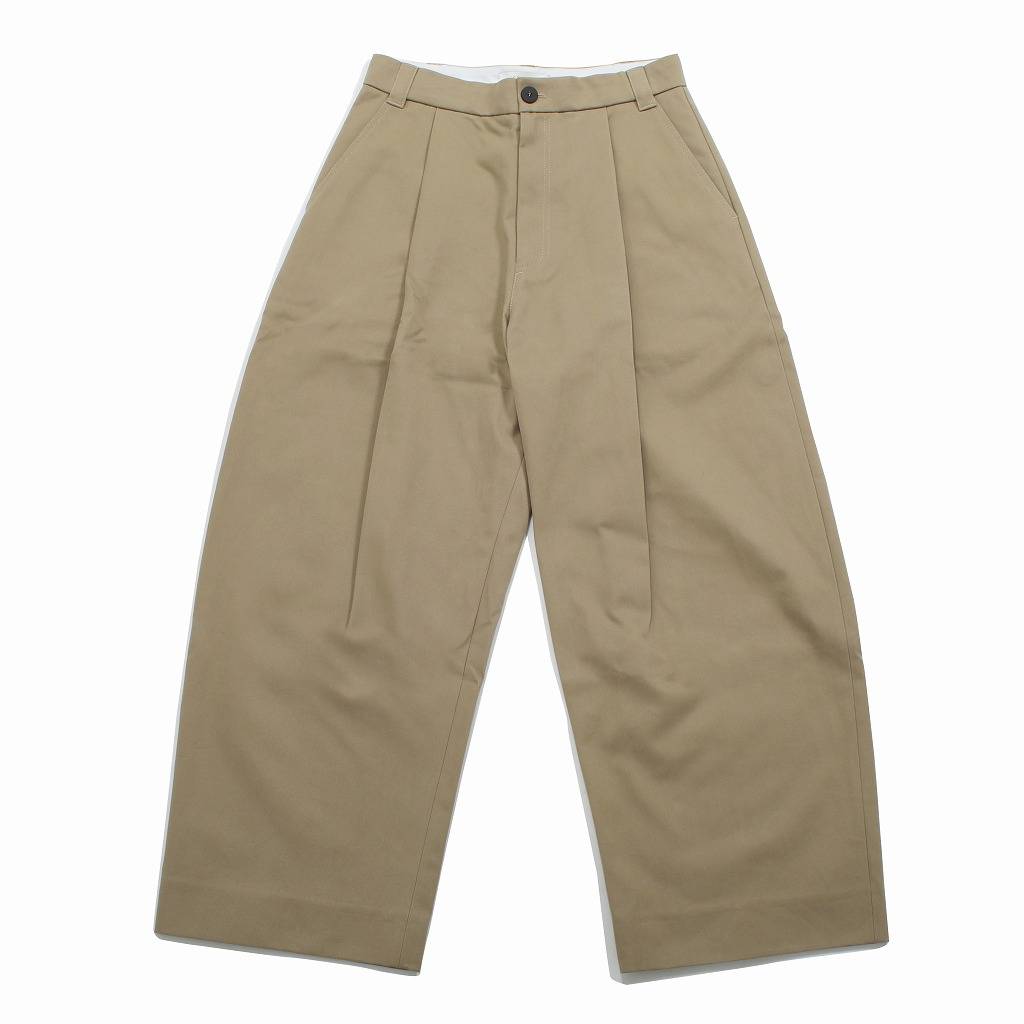 STUDIO NICHOLSON SORTE PEACHED COTTON TWILL VOLUME PLEAT PANTS