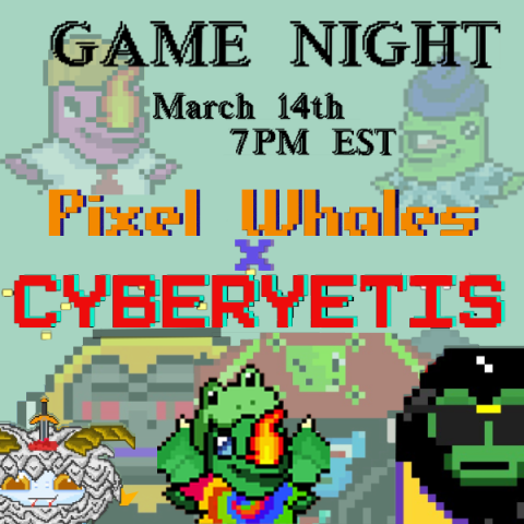 GlitchyChicken_'s tweet image. 🟨 🟥 Pixels are falling from the skies!!!! 🟨 🟥 

✨ This Saturday we will be celebrating the launch of Pixel Belugas this week with our special sponsor ✨ 

👾 ✨ CyberYetis✨ 👾 

🔥 Saturday March 14th @ 7PM EST 🔥