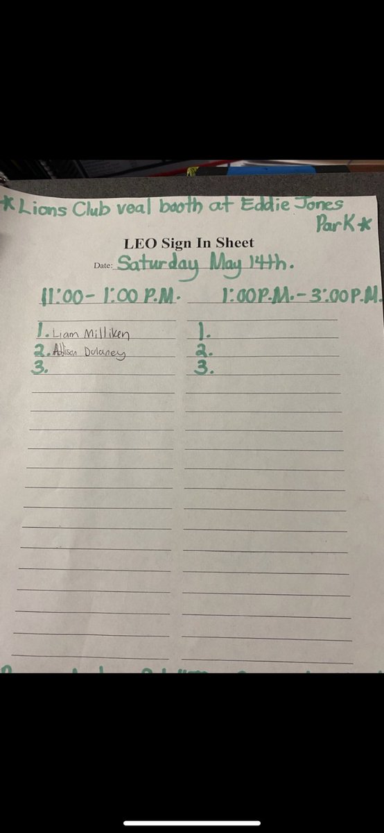 JHS_leos's tweet photo. Reminder about the sign up sheet for the veal booth this Saturday, 05-14. We need underclass men to step up since this day is also prom. Vaccines are not required for volunteering at this booth. https://t.co/r2KU2CvuOK