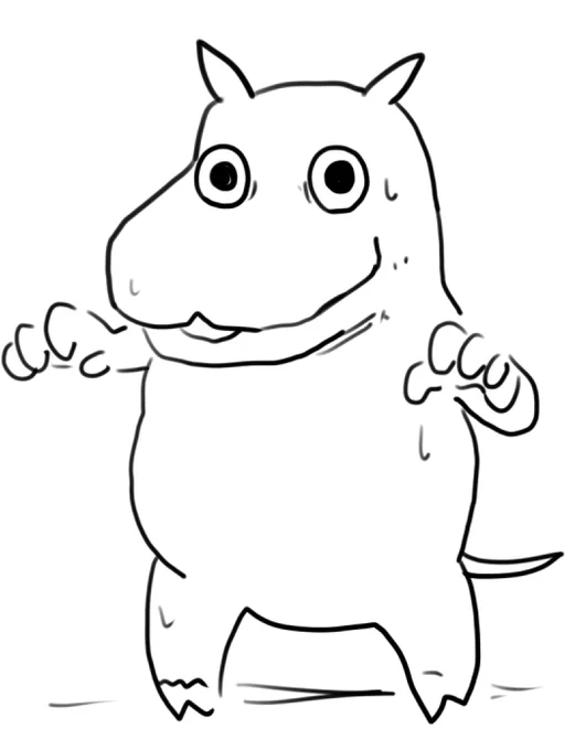 #同じ人が描いたとは思えない絵を貼る 
見ないで描いたムーミンとOC竜娘 