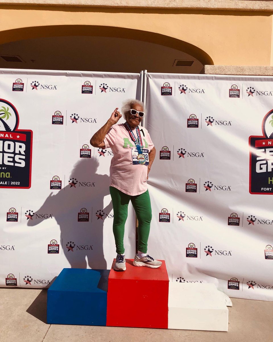AKAUOO's tweet photo. ΥΩΩ Diamond Member Clara Satterfield completes in National Senior Games in Fort Lauderdale Florida. At 95 years old, she is oldest female Power Walk Athlete.   She will also complete in the 500M Race Preliminary’s  on Thursday and the finals on Friday. 

https://t.co/SgfMaXQlhW https://t.co/PBpW2R0LsQ