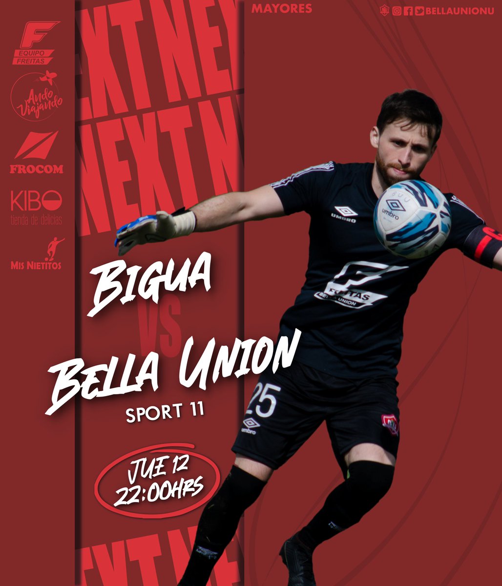 🔺JUEVES ROJO🔻

📆Fecha 04
⚽️ Bella Unión U. - @biguafutbol 
📍Sport 11
⏰ 22:00 hrs 
🏆 LUD
.
.
.
. 
#JuevesRojo #SomosPueblo #TodosJuntosBu #soñamosjuntos